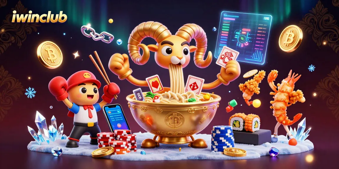 Enjoy thrilling games at iwinclub with a vibrant 3D casino scene featuring dynamic characters and crypto elements.