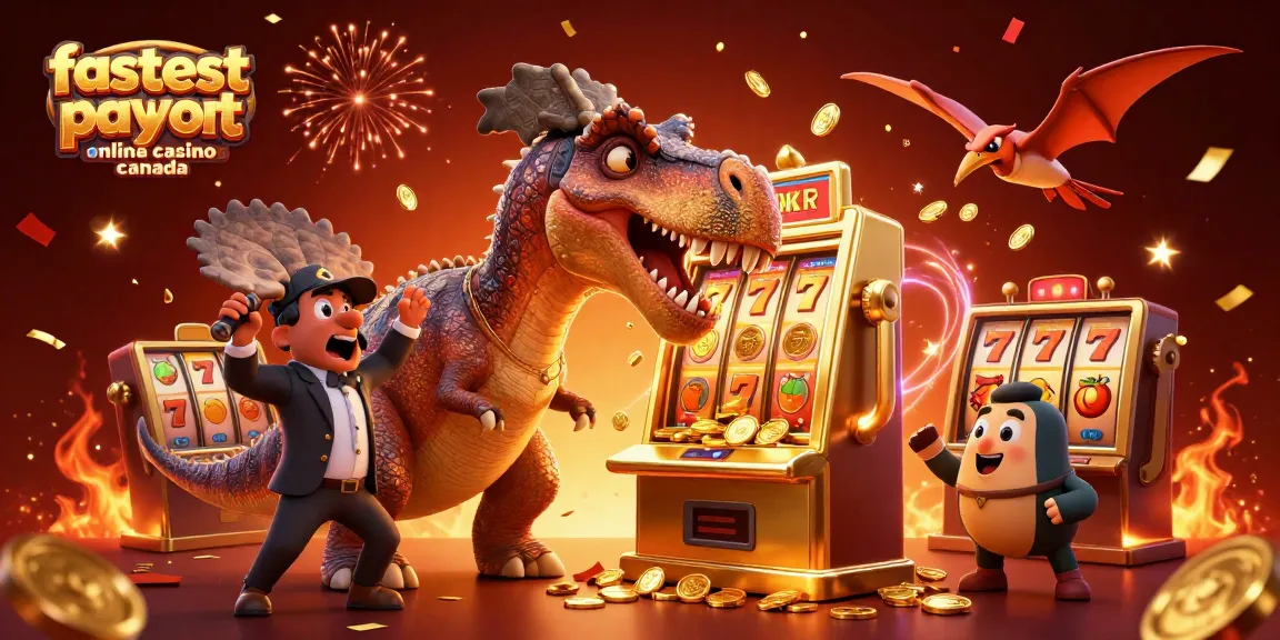 Experience winning action at the fastest payout online casino canada with a dynamic dinosaur slot scene!