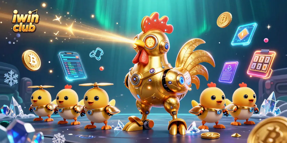 Join the excitement at iwin club with this colorful 3D illustration of a futuristic casino scene.