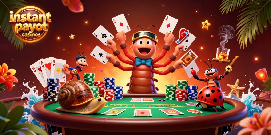 Experience thrilling action in instant payout casinos with a lively cartoon dealer and exciting poker elements.