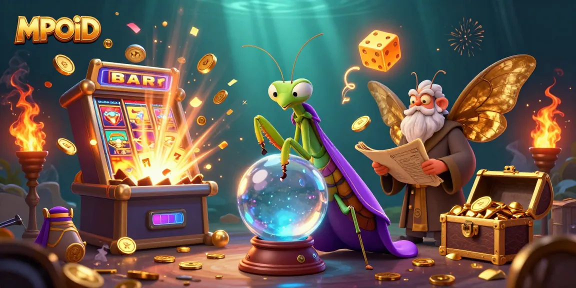 Engage with MPOID’s immersive casino experience featuring vibrant slot machine action and mystical characters.