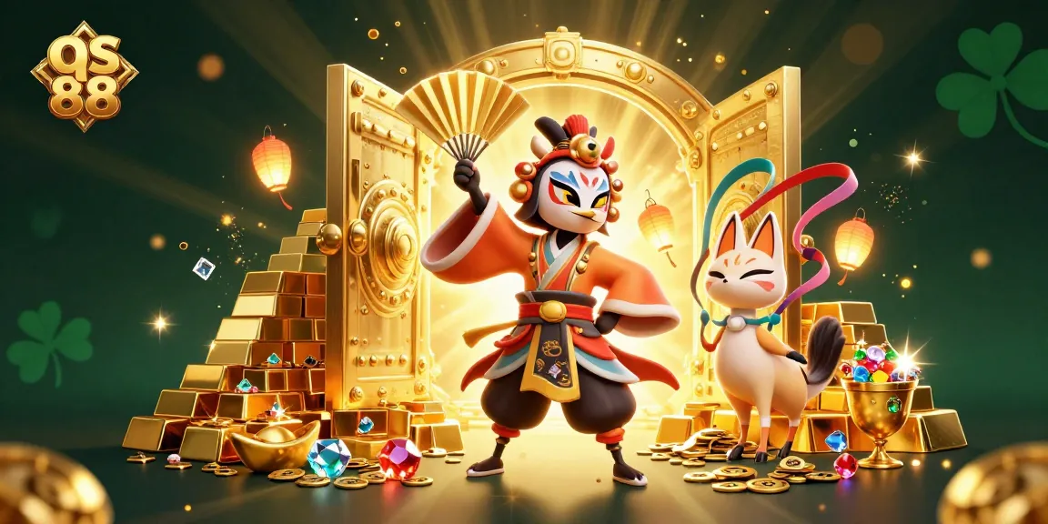 Engage with qs 88's exciting world of gaming treasures, featuring kabuki warriors and rich gold rewards.
