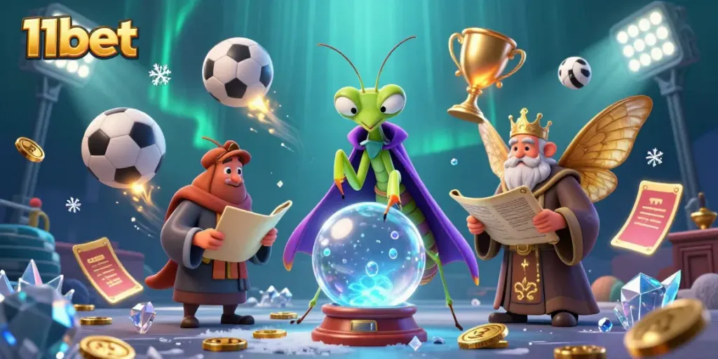 Experience 11bet with dynamic sports action and mystical elements in this colorful illustration.