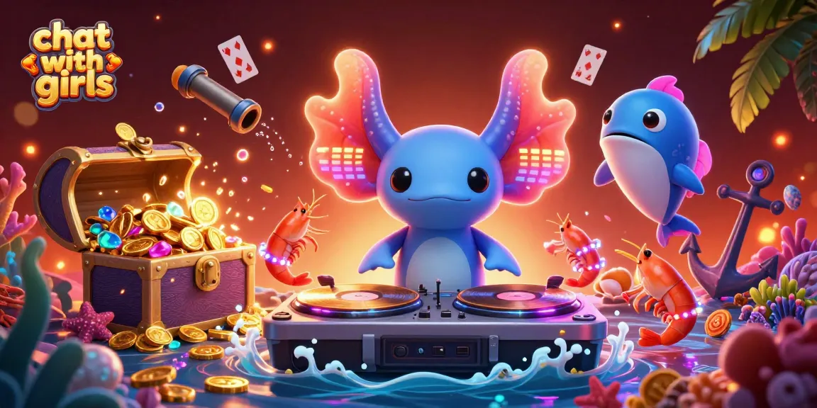 Engage in live video chat with girls while exploring vibrant gaming elements and underwater treasures.