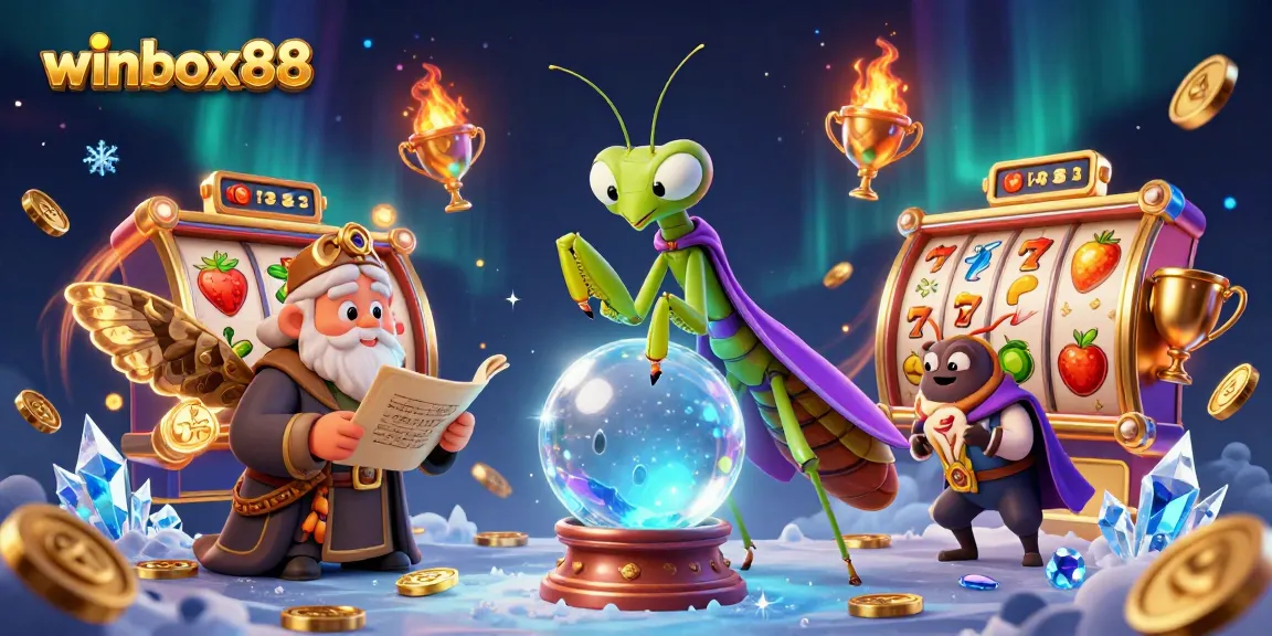 Experience winning energy with winbox88 in an ultra-detailed casino scene featuring vibrant characters and slot elements.