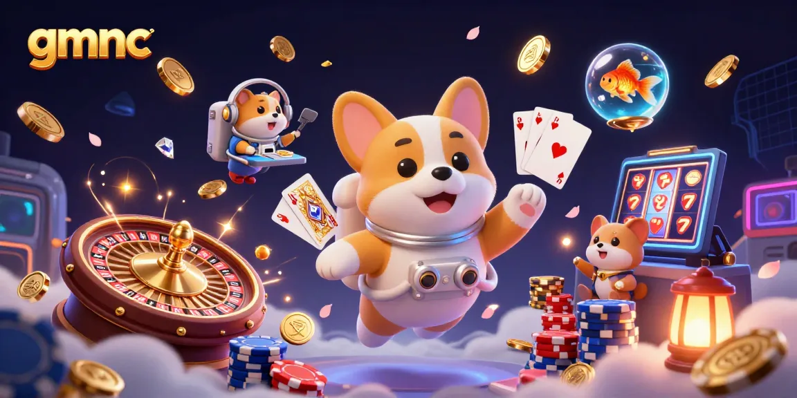 Experience gmnc's thrilling casino atmosphere with floating 3D characters and dynamic game elements.