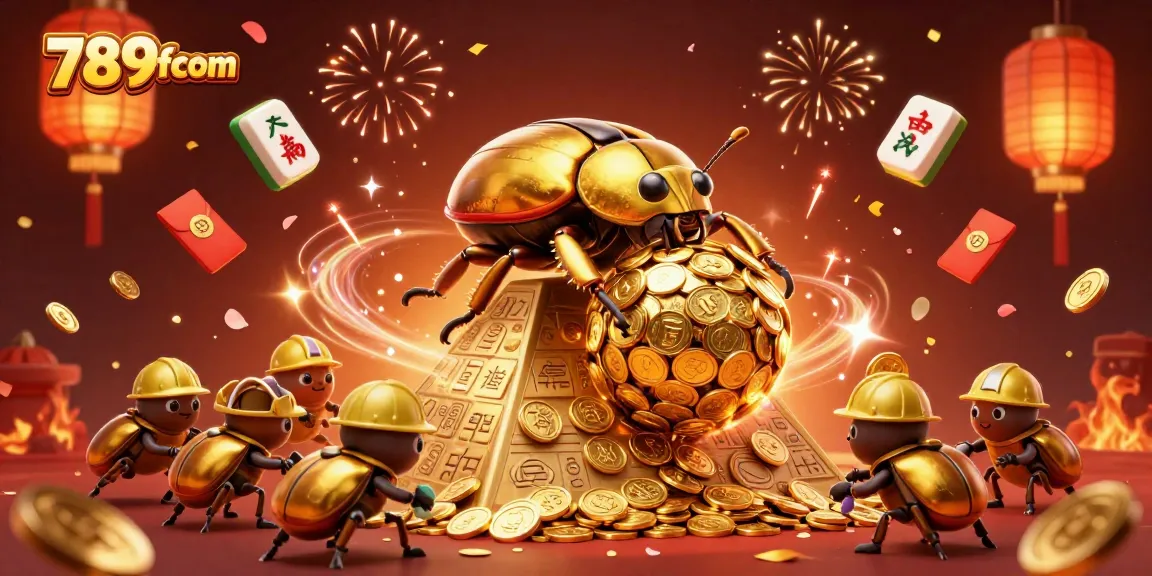 Spin the winning games at 789fcom with golden beetles and a treasure pyramid showcasing casino excitement.