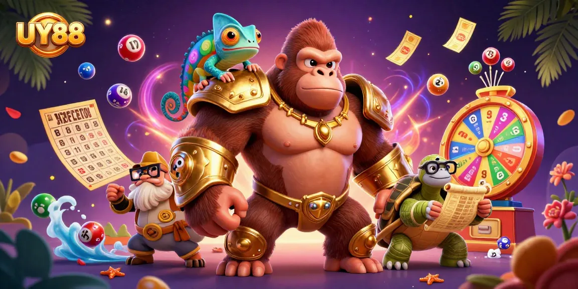 Experience UY88's vibrant gambling world with a powerful gorilla and dynamic game elements.