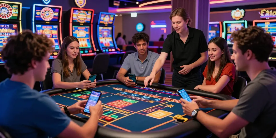 Enjoying the excitement at credit card casinos with vibrant gaming tables and engaging players.
