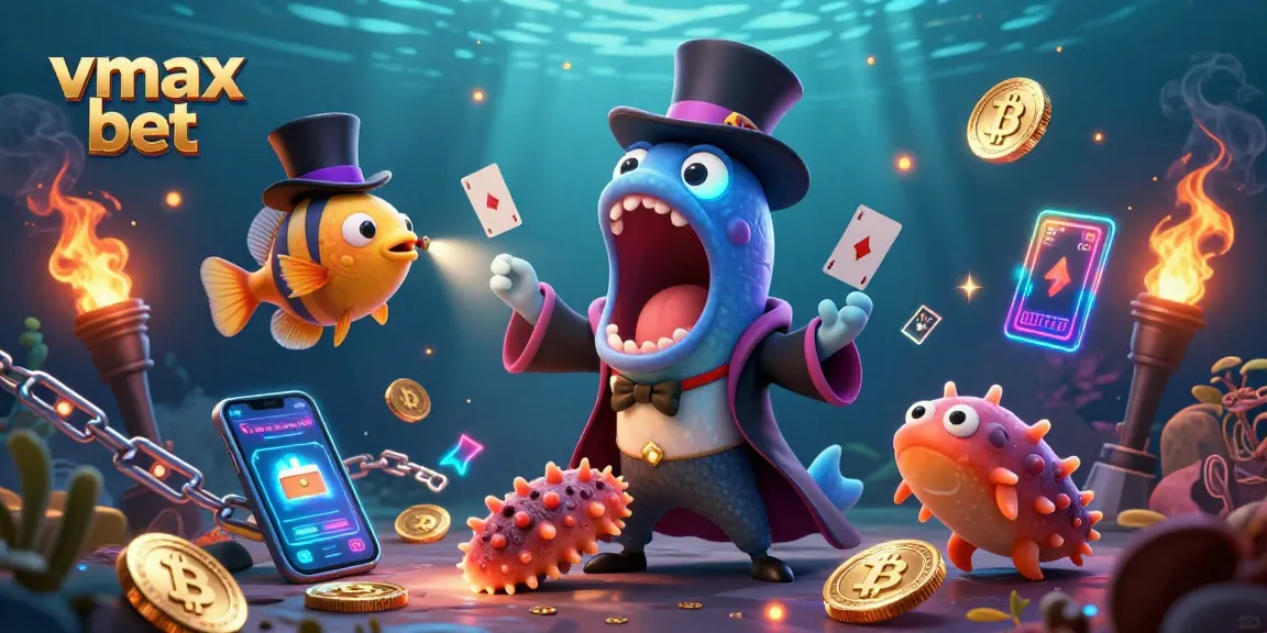 Experience winning moments with vmax bet in a vibrant underwater casino scene featuring animated sea creatures.