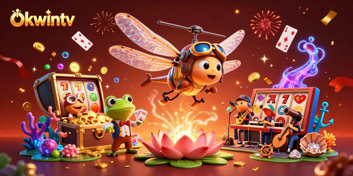 Experience the thrill of gambling with okwintv at a vibrant lily pad casino scene.