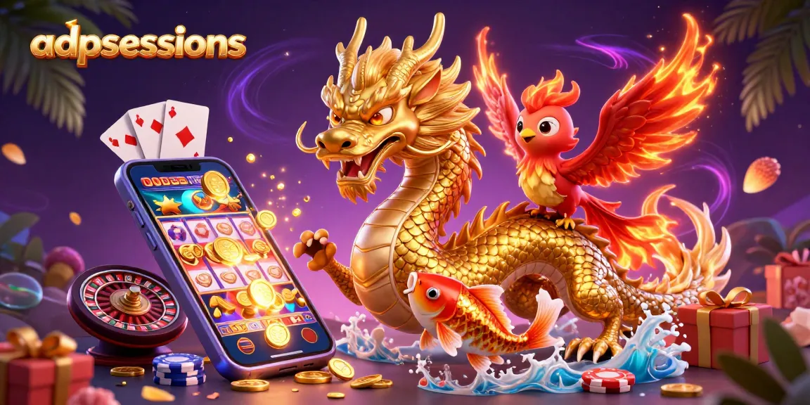 Experience high-stakes gaming with adpsessions: A dazzling casino scene showcasing vibrant characters and thrilling gaming elements.