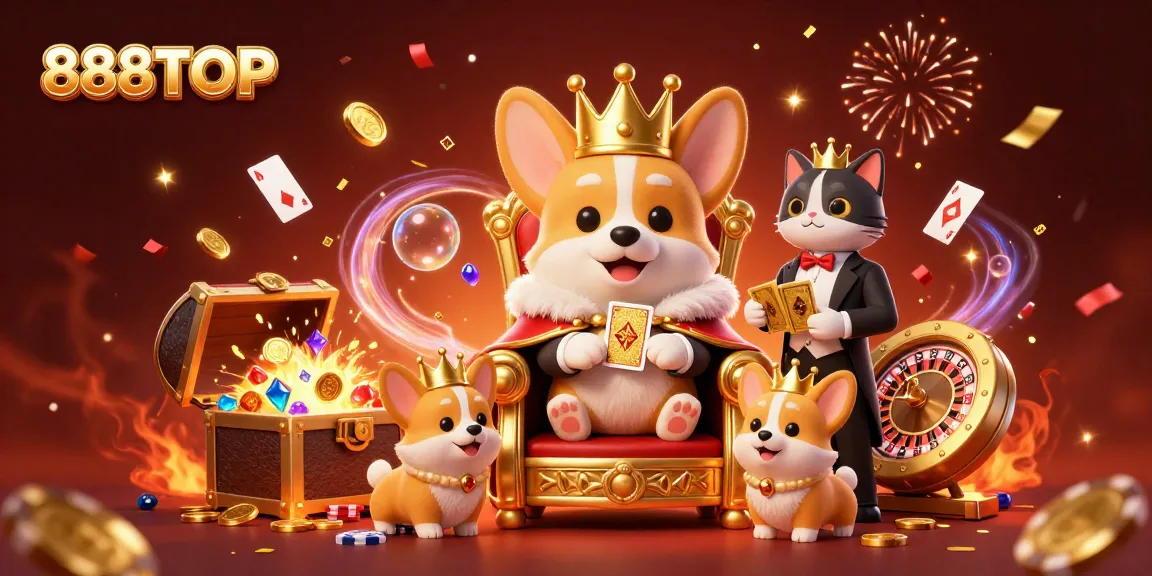 Experience exciting wins with 888TOP's thrilling atmosphere featuring royal players and casino elements.