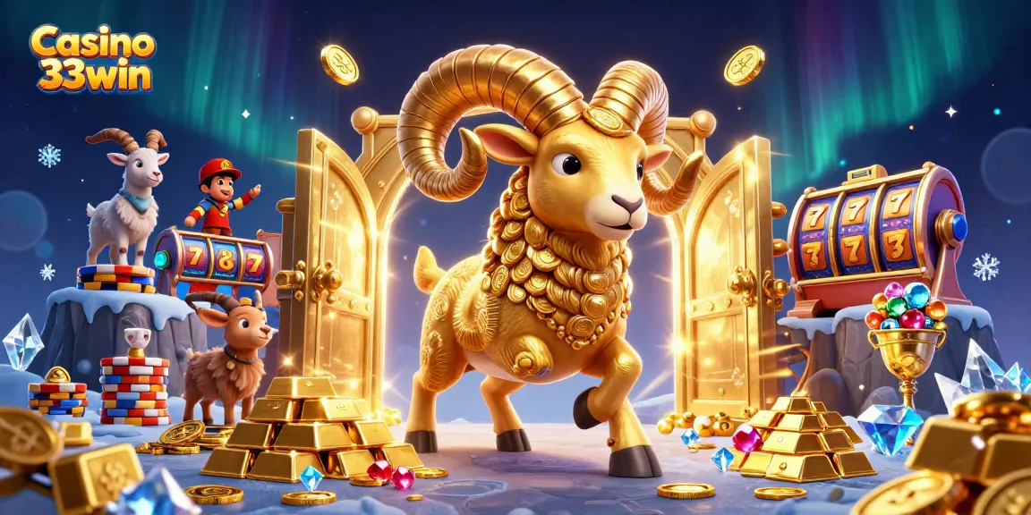 Experience Casino 33win's vibrant atmosphere with golden treasures and engaging gaming elements alive.