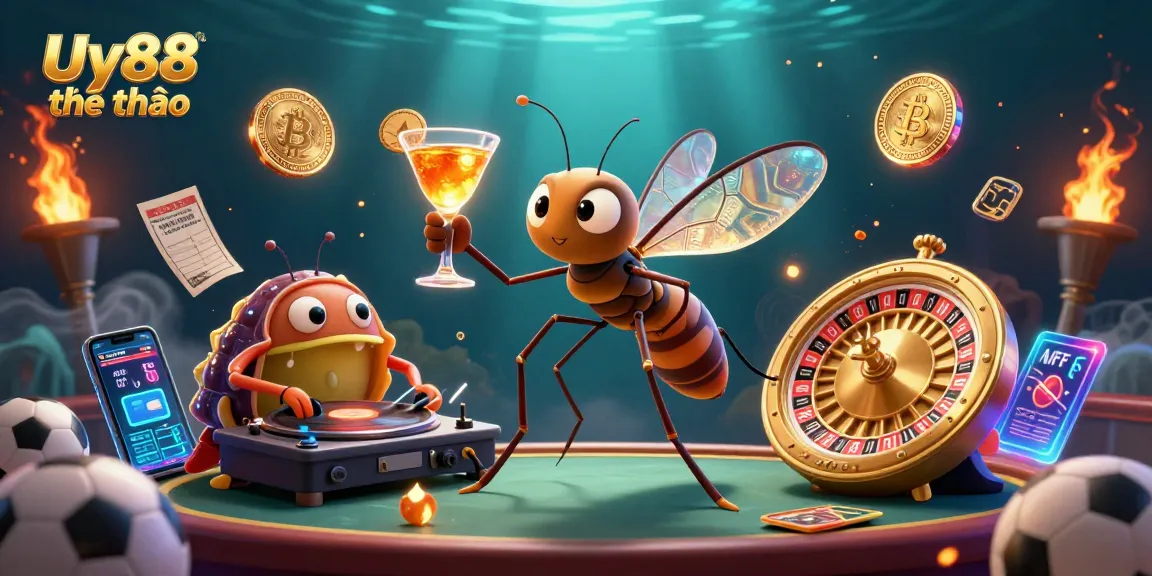Experience thrilling Uy88 thể thao sports betting with a cartoon casino scene full of dynamic elements.