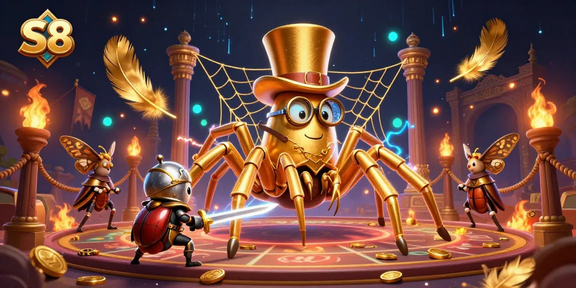 S8 takes players into an adventurous casino realm with golden tarantulas and beetle knights.