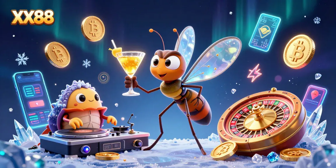 Engage with XX88 in a vibrant digital casino scene featuring unique characters and crypto elements.