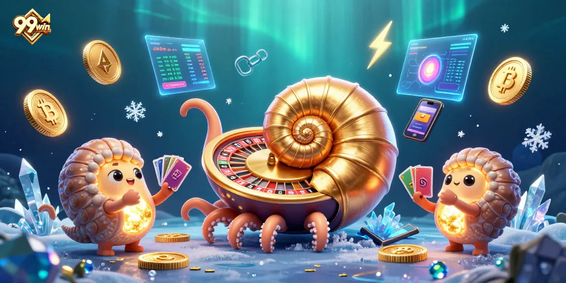 Win big with 99win's unique gaming features in this vibrant casino illustration.