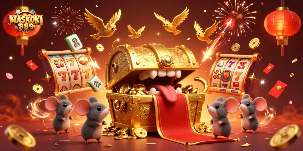 Engage with the exciting world of MASKOKI889 slot games featuring golden treasures and festive symbols