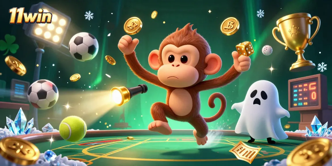 Engage with the exciting scene of 11win featuring animated eerie charm and vibrant sports elements.