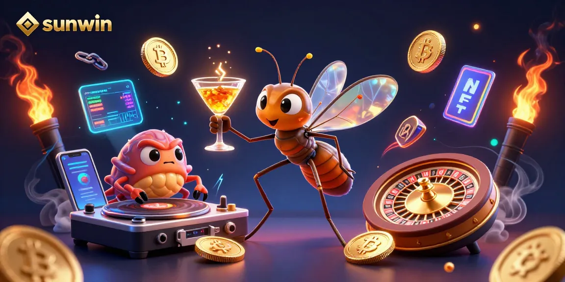 Experience sunwin's thrilling casino atmosphere with vibrant characters and elements showcasing gaming excitement.