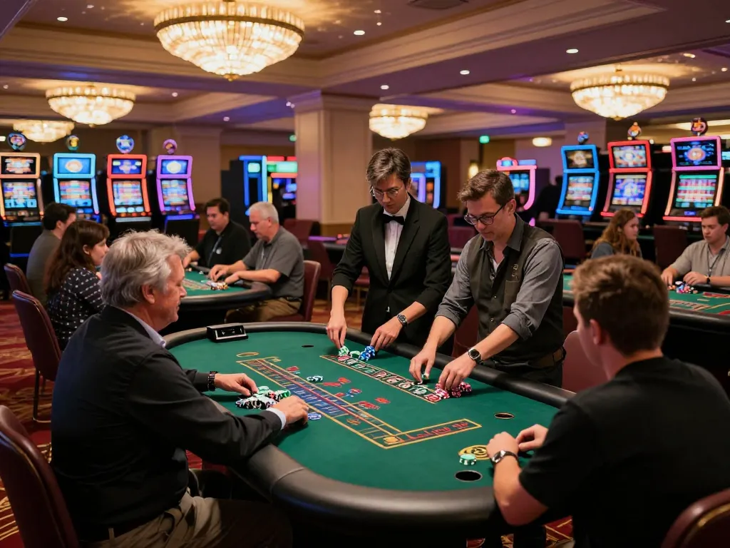 Engaging gameplay at blackjack tables showcasing nk 88 chips in a vibrant casino atmosphere.
