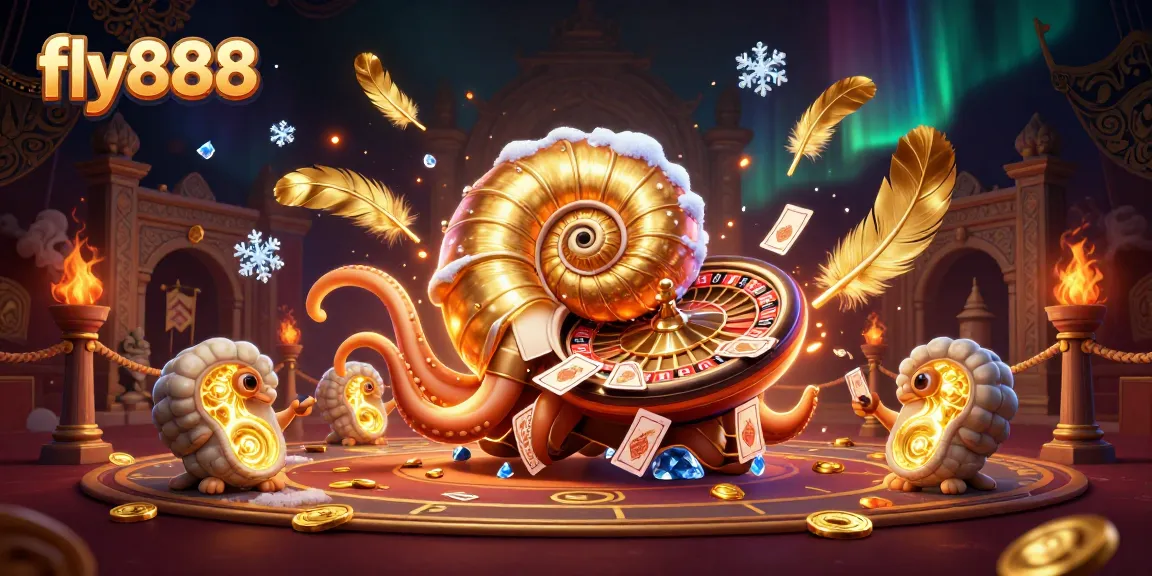 Spin the reels with fly888, as an ancient nautilus and glowing ammonites bring casino excitement.