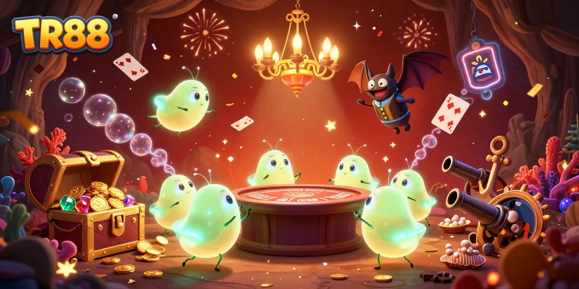 Experience TR88’s cave casino magic with glowing glowworms and a bat dealer in this vibrant scene.