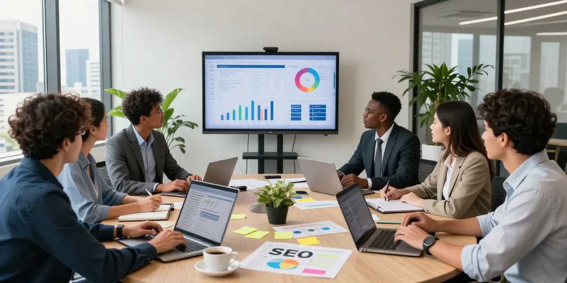 SEO Agency Johannesburg team strategizing digital marketing solutions in a modern office.