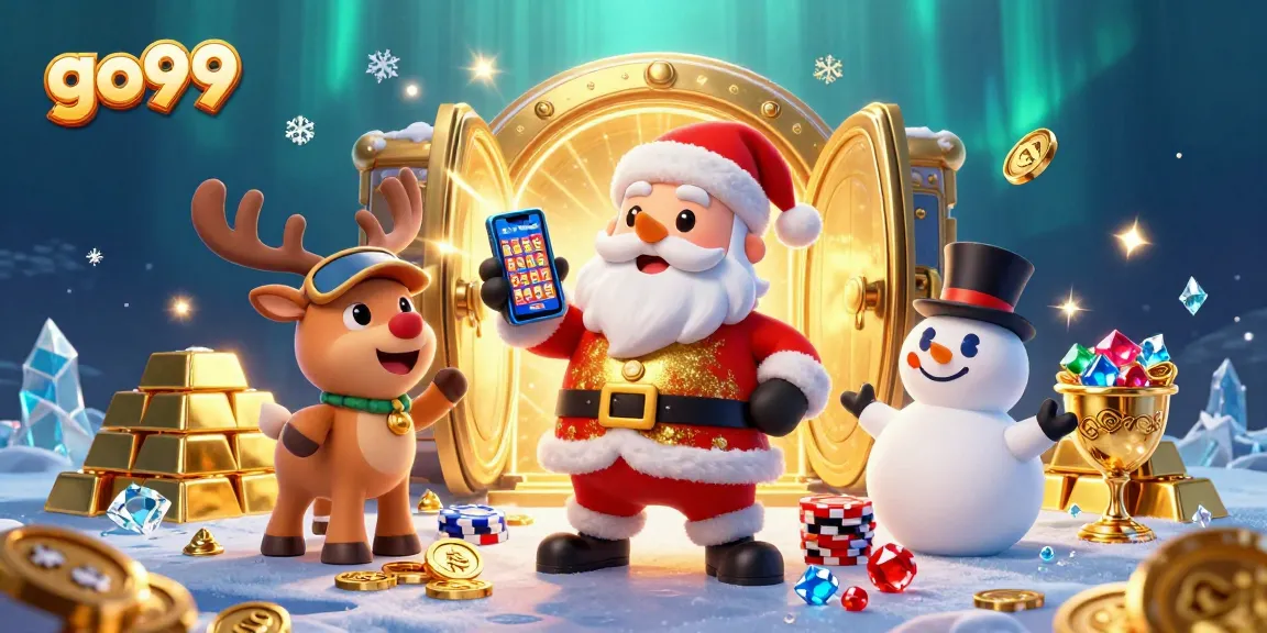 Experience the thrill of go99 casinos with a vibrant Santa, reindeer dealer, and festive snowman!