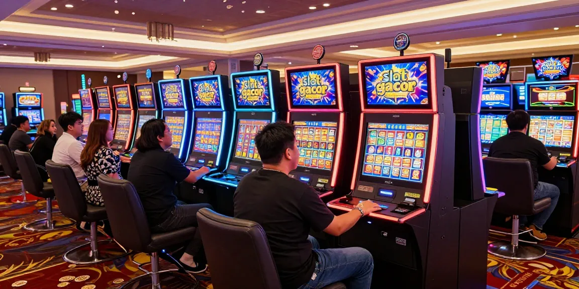 Players enjoying exciting slot gacor wins in a vibrant casino atmosphere.