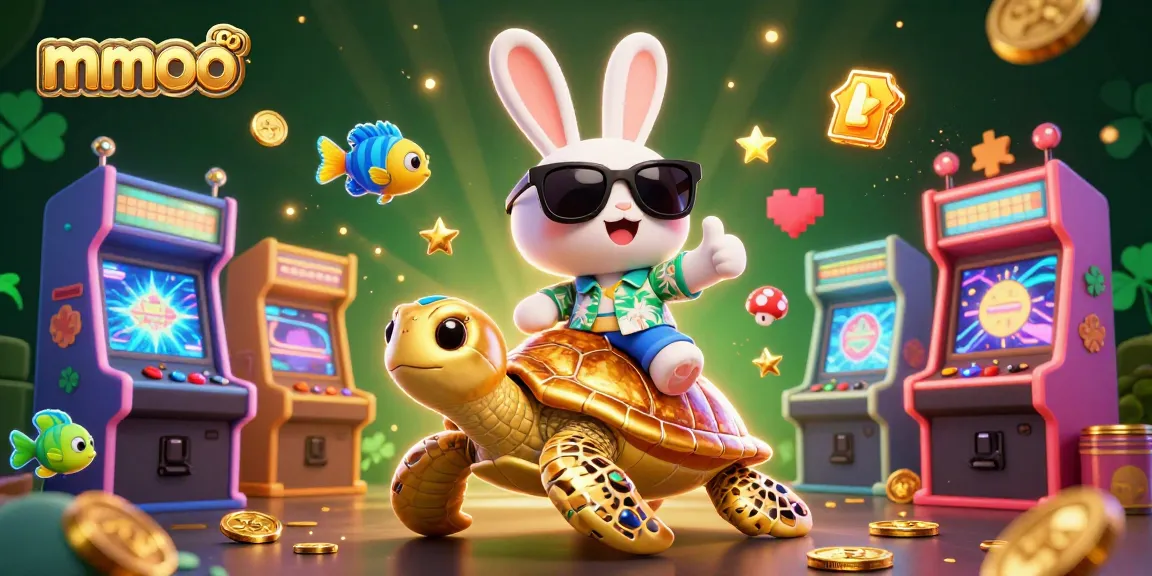 Engage with mmoo's vibrant 3D casino scene filled with dynamic gaming elements and lucky characters.