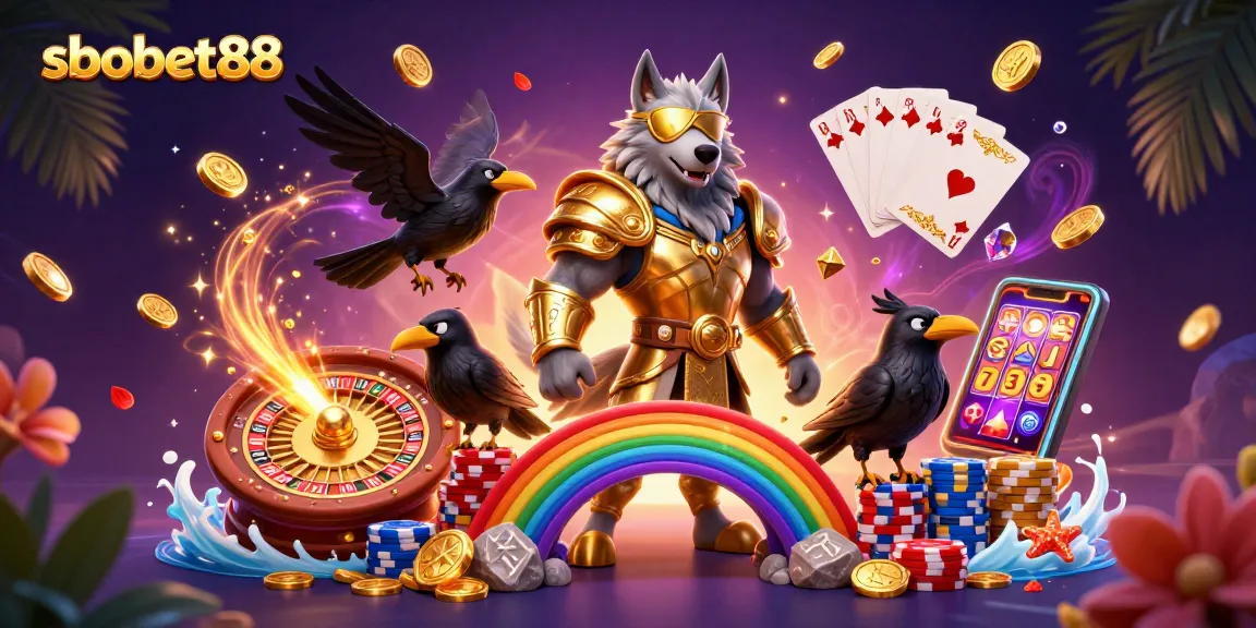 Experience the thrill of sbobet88 with dynamic betting action and vibrant casino elements illustrated artfully.