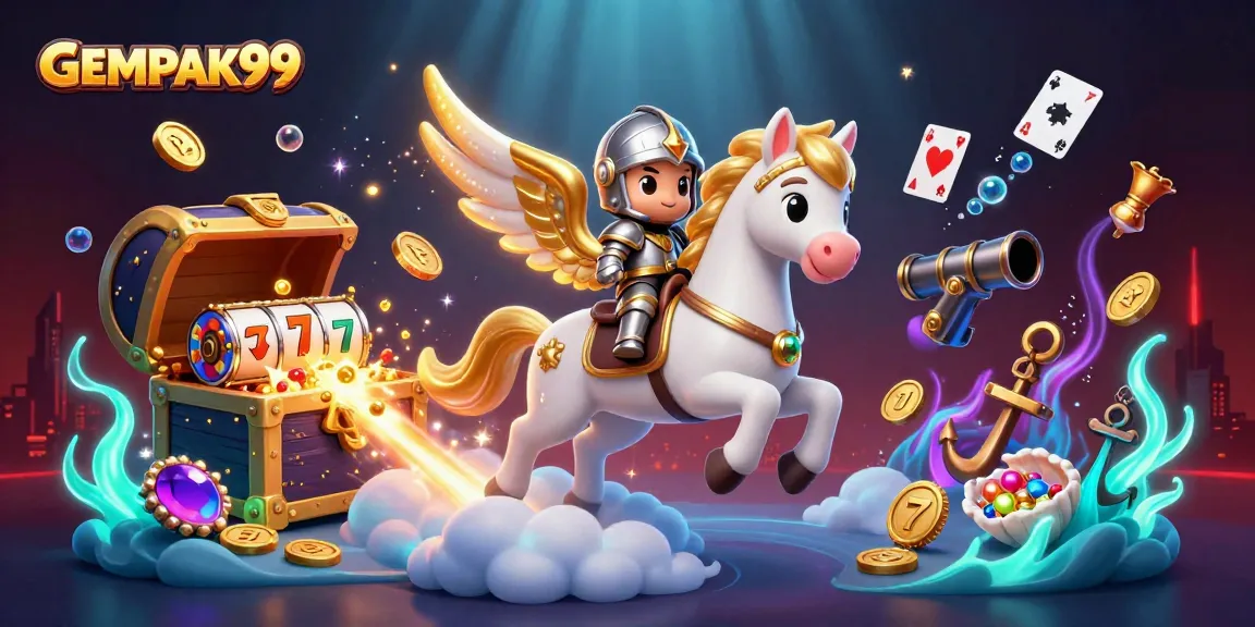 Experience the thrill of GEMPAK99 with vibrant casino elements amid celestial fantasy.