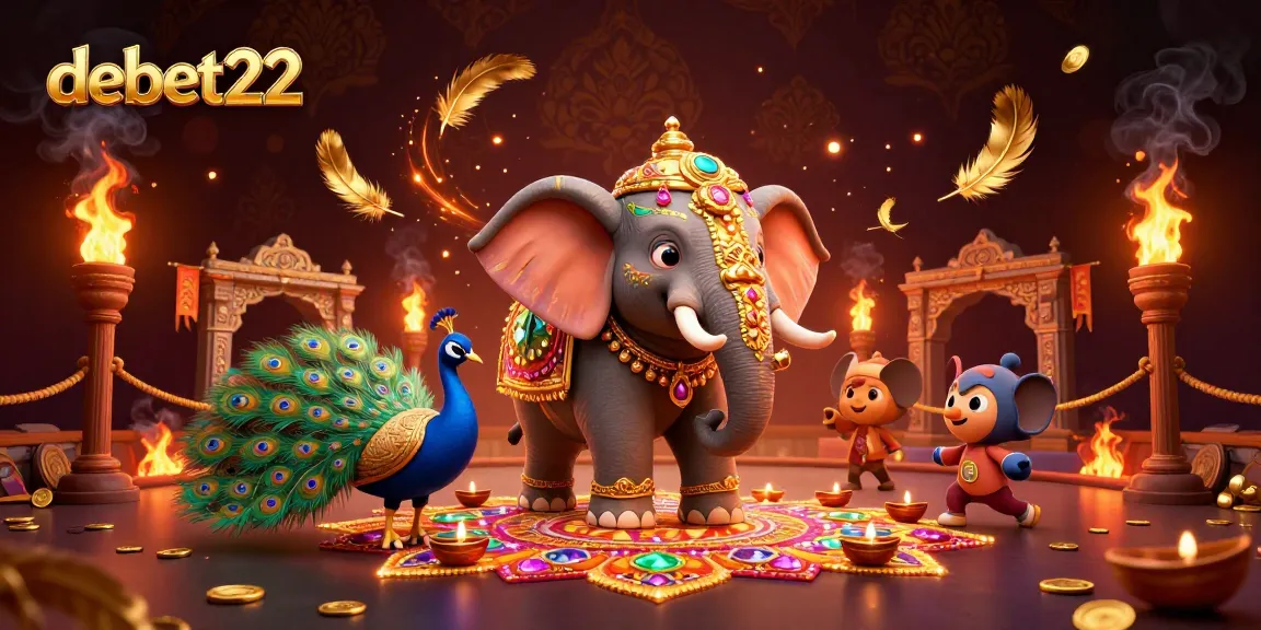 Experience the excitement of debet22 with vibrant 3D characters in a lavish casino setting.