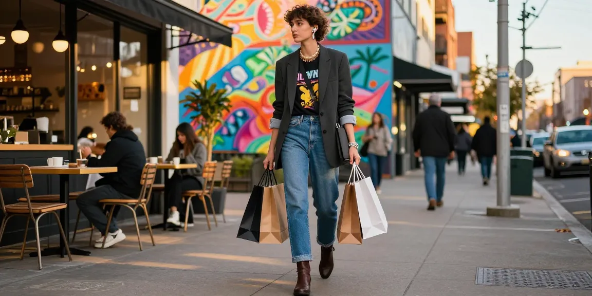 Stylish individual in urban outfit showcasing vibrant street fashion blog trends.