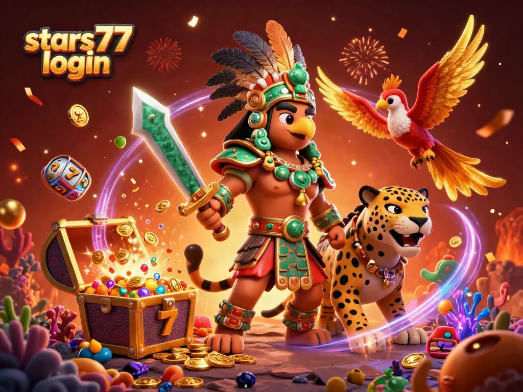 Login ke stars77 dengan cara menarik bersama karakter kasino 3D yang seru.