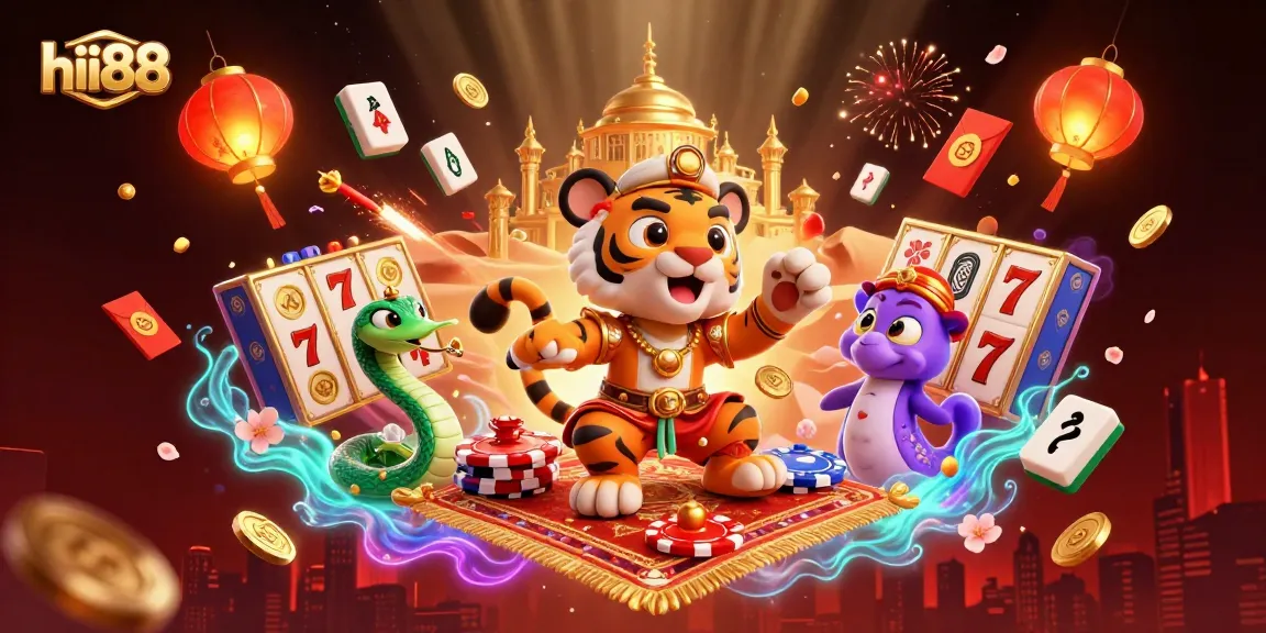 Experience the thrilling adventures of hii88 with a vibrant 3D casino scene showcasing winning elements.