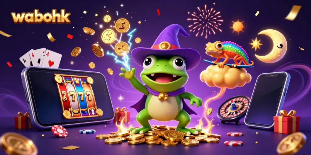 Experience thrilling online gaming with wabohk's vibrant casino characters and excitement.