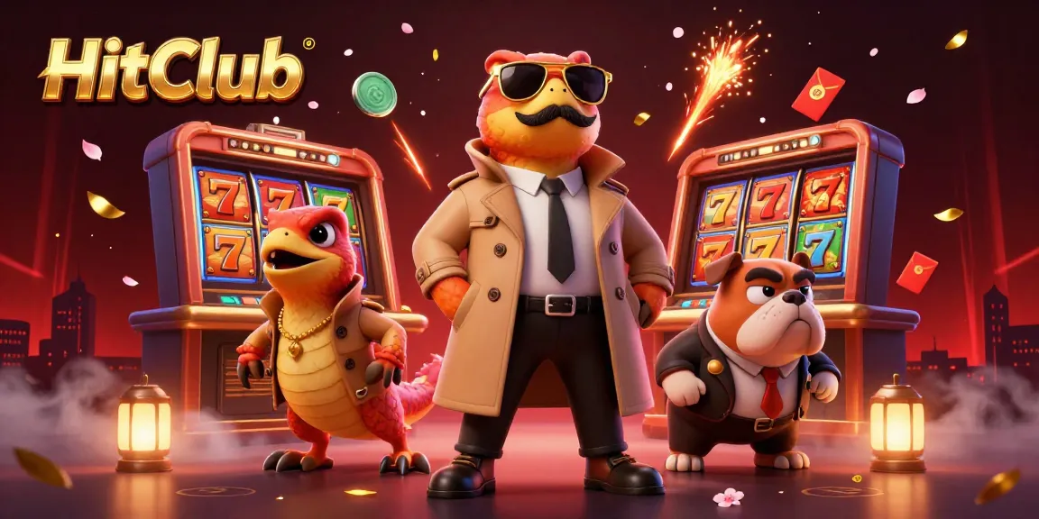 HitClub raptors attempting VIP entry, surrounded by vibrant casino symbols.