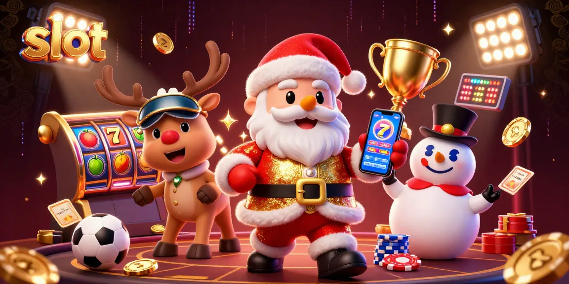 Slot gacor hari ini ditampilkan oleh Santa Claus dan teman-temannya dalam suasana kasino yang meriah.