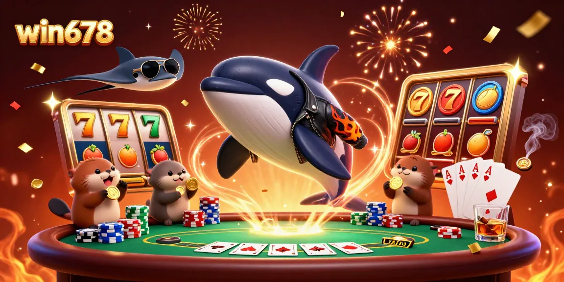 win678 slots and prize reels come alive with a vibrant underwater casino party scene.