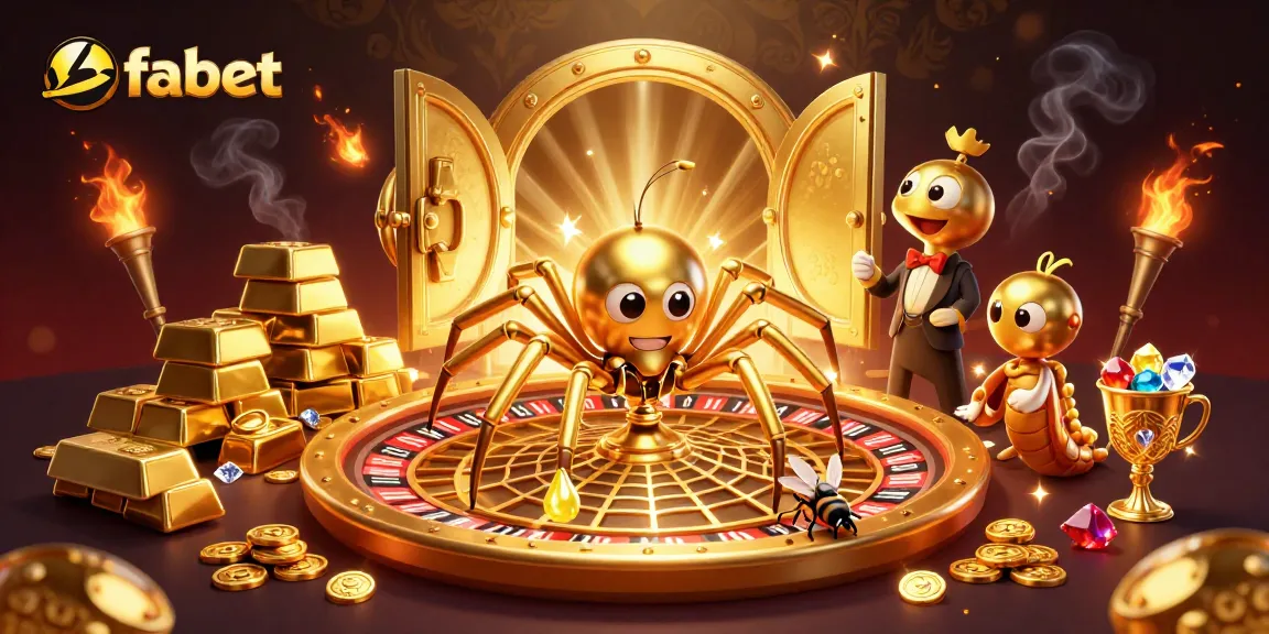 Fabet’s dynamic roulette scene with a golden spider, centipede croupier, and rich treasures.