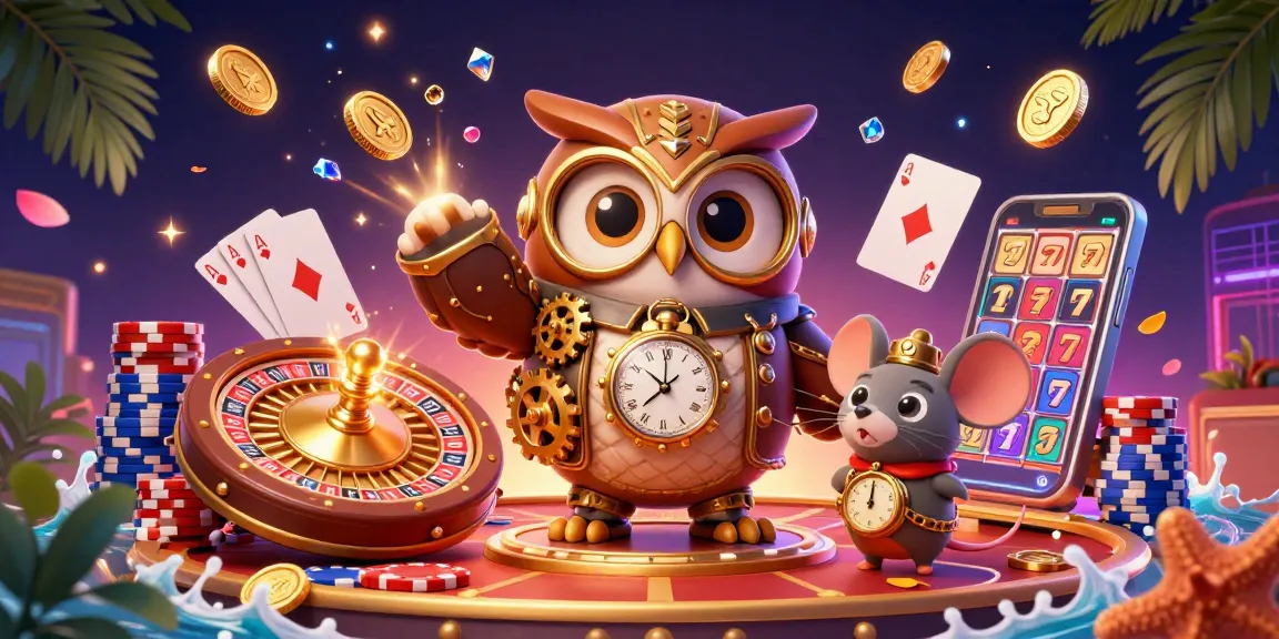 Experience thrilling gameplay with slot macau through a vibrant and dynamic casino scene featuring time-traveler characters.