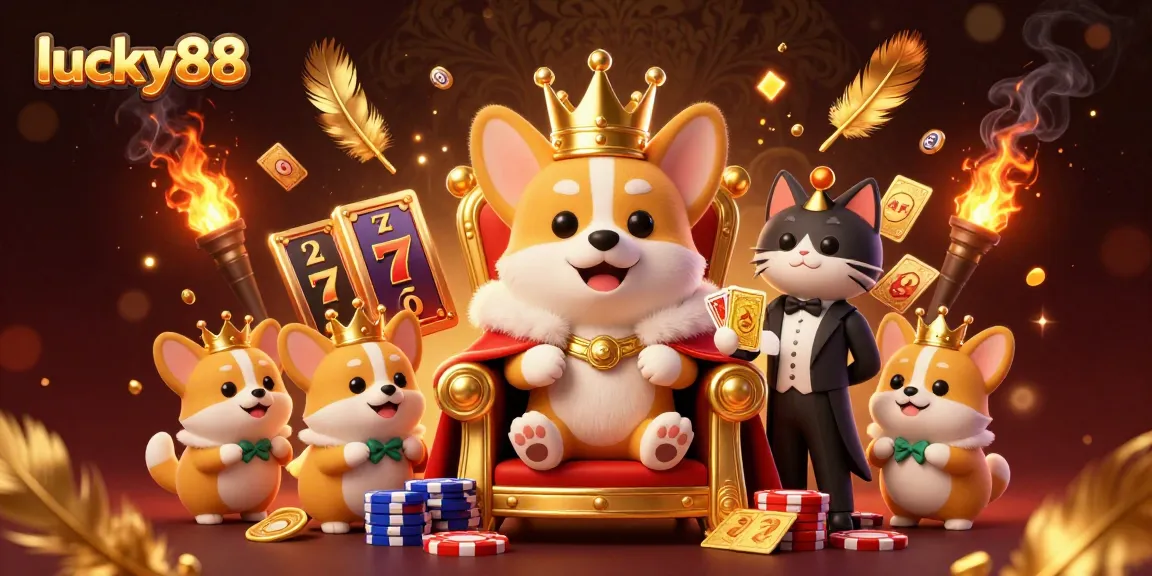 Experience exciting gameplay with lucky88 as corgis celebrate fortune and fun in a vibrant casino scene.