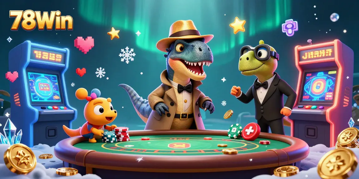 Experience thrilling gameplay at 78Win with cartoon characters in a vibrant 3D casino setting.