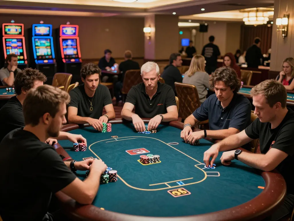 Players engaging in high-stakes poker at dacsandatphanrang casino, showcasing strategic moves and intense focus.