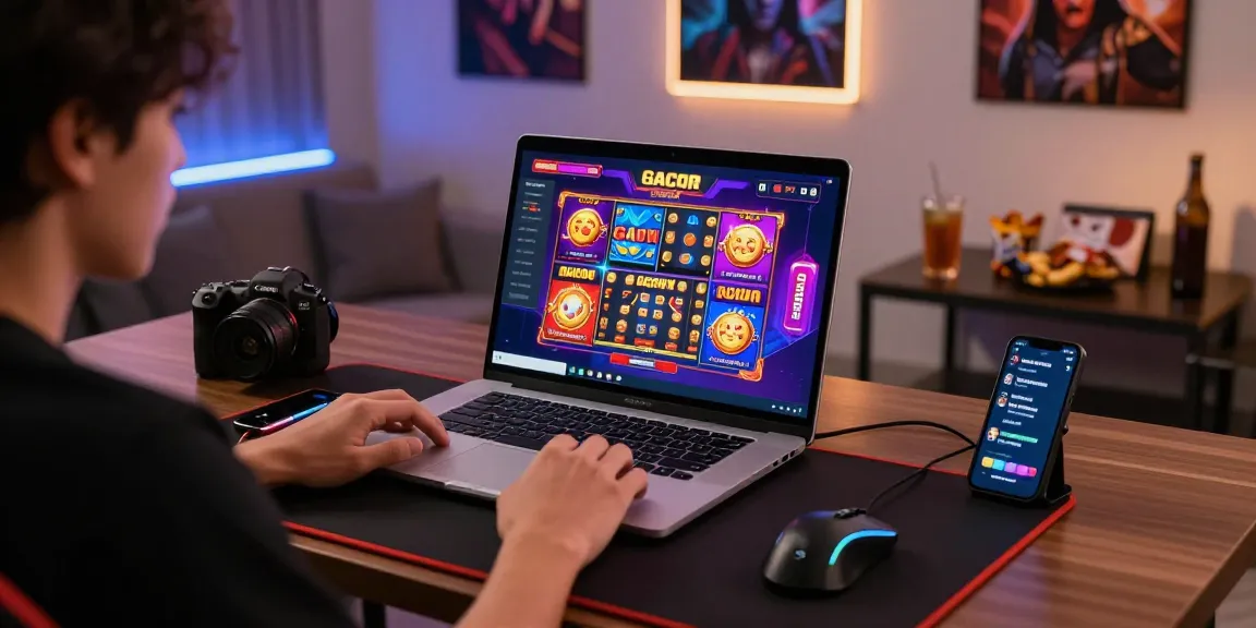 Experience the thrill of slot gacor games in a vibrant online gaming setup with dynamic visuals and engaging atmosphere.
