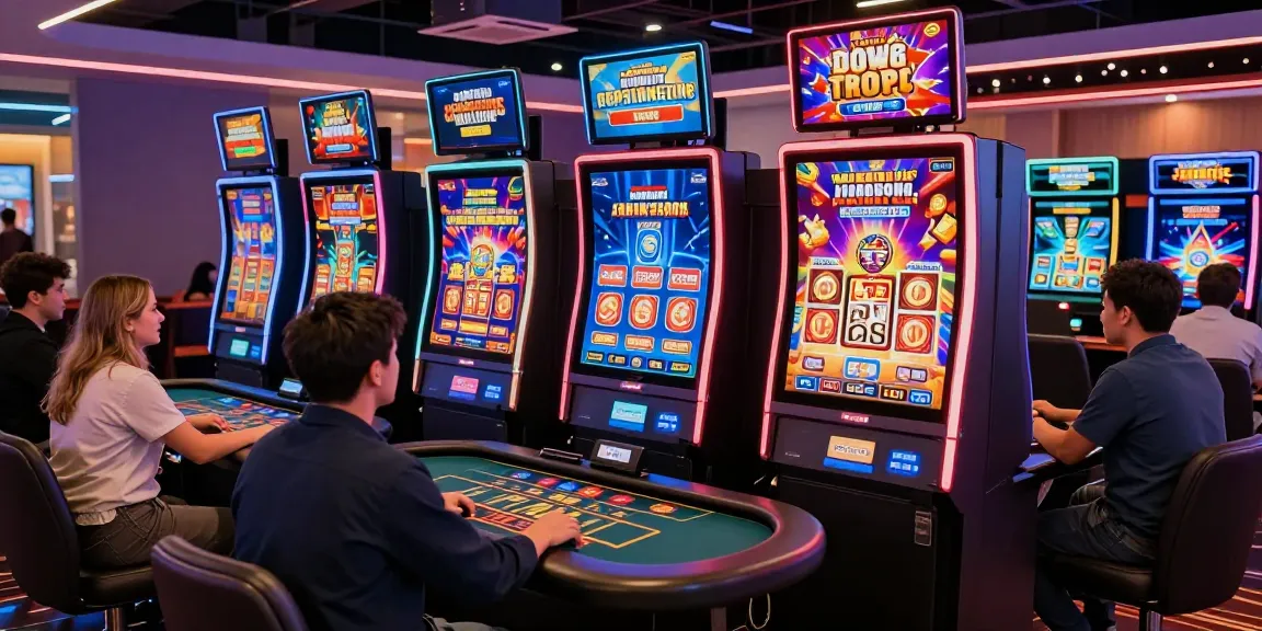 Exciting scene at credit card casinos with players enjoying instant deposits and vibrant gaming atmosphere.