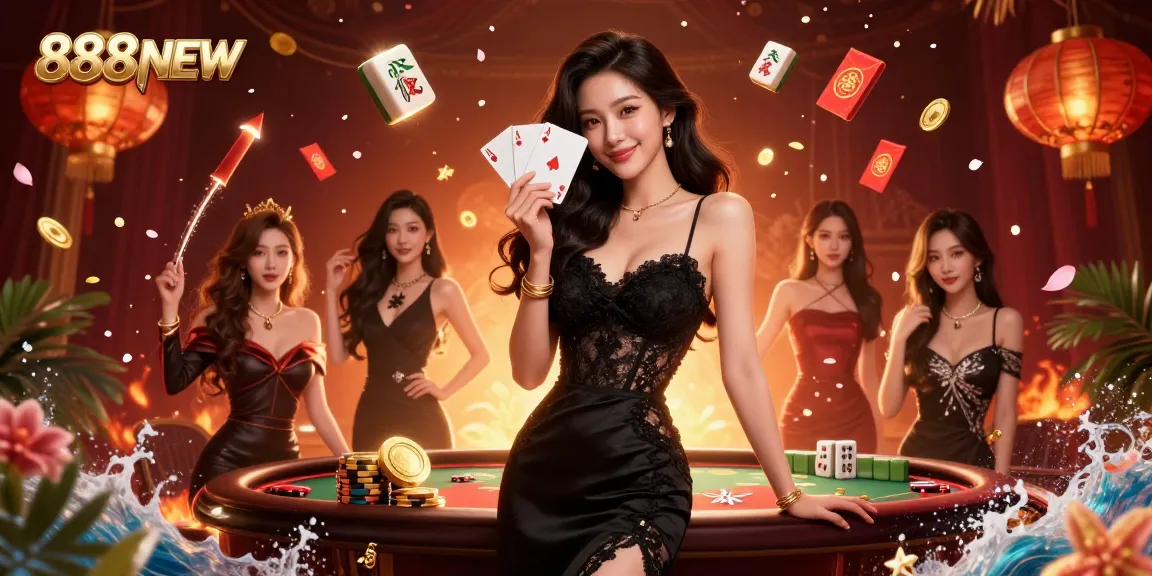 Experience gaming thrills with 888NEW featuring ace cards and vibrant casino elements.